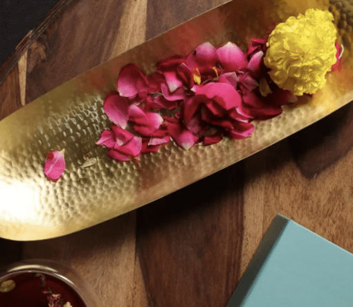 Brass Serving Tray Platter - Matt Finish Hammered Serveware | Kitchen Decor Items | Handmade In India - Image 3